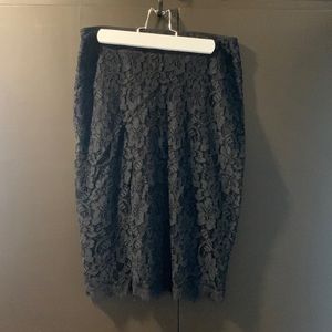 All black pencil skirt with lace pattern/ Size 4
